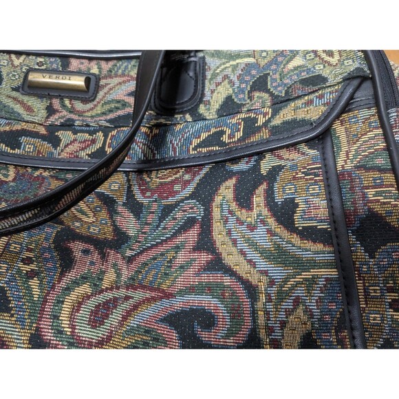 Verdi Boho Tapestry Shoulder Carry On Tote Bag 21"x15"x8" Weekend Retro Vntg - Picture 15 of 16